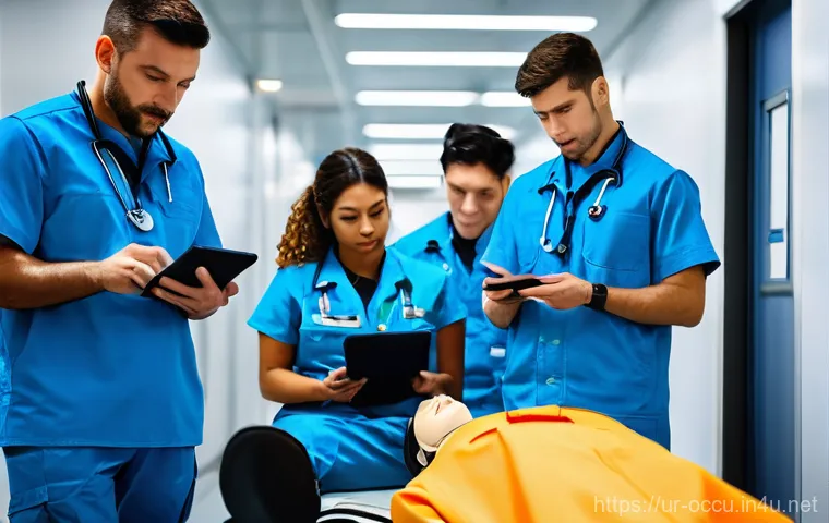 응급구조사와 대규모 사고 대응 - **Prompt 1: First Responders at a Multi-Vehicle Accident Scene**
    "A realistic image of a chaotic...