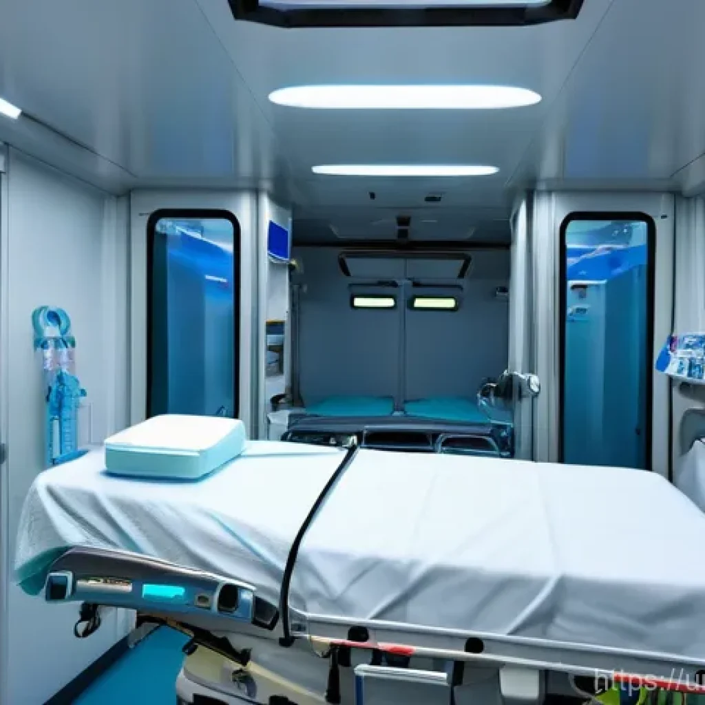 응급구조사와 신규 장비 활용 사례 - **Prompt 1: State-of-the-Art Mobile ICU Ambulance Interior**
    A wide shot inside a modern, well-l...