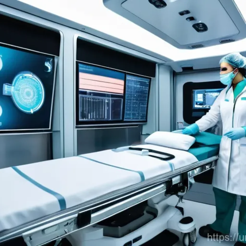 응급구조사와 응급 의료 서비스 전망 - **Prompt 1: Futuristic Paramedic in a Smart Ambulance**
    "A highly skilled female paramedic, in a...