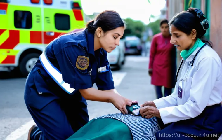 응급구조사 자격증 효용성 - Image Prompt 1: "The Responding Heroes"**