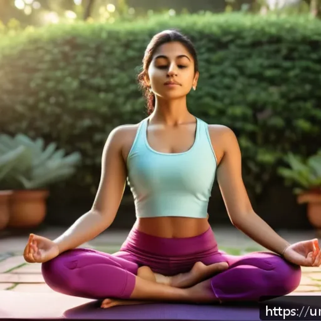 응급구조사와 심리적 회복 기술 - A serene scene of a young South Asian woman practicing yoga and meditation outdoors in a lush garden...