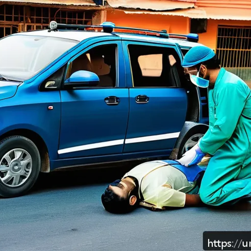 응급구조사 인턴십 후기 - A skilled Emergency Medical Technician (EMT) in professional uniform, wearing medical gloves and a f...