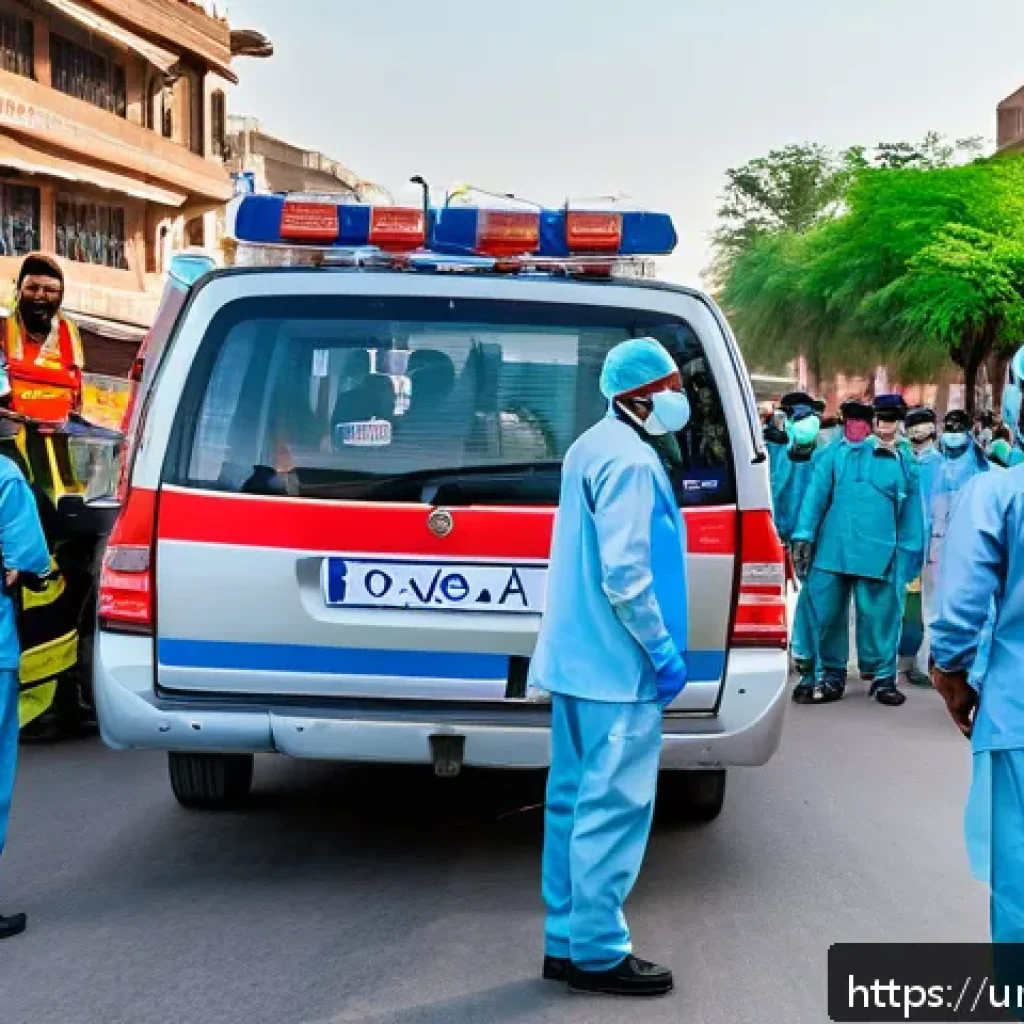 응급구조사와 윤리적 문제 해결 - A detailed scene of an emergency responder team in Pakistan performing triage at a busy accident sit...