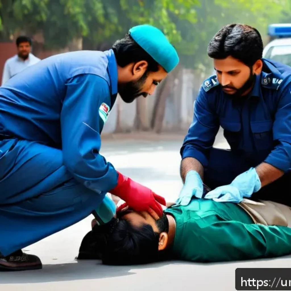 응급구조사와 간호 보조 기술 - A professional emergency responder wearing a neatly pressed uniform and protective gloves, providing...