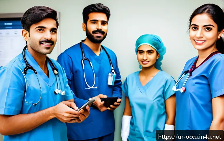 응급구조사 리더십 개발 - A professional emergency medical technician team in an urban Pakistani hospital setting, dressed in ...